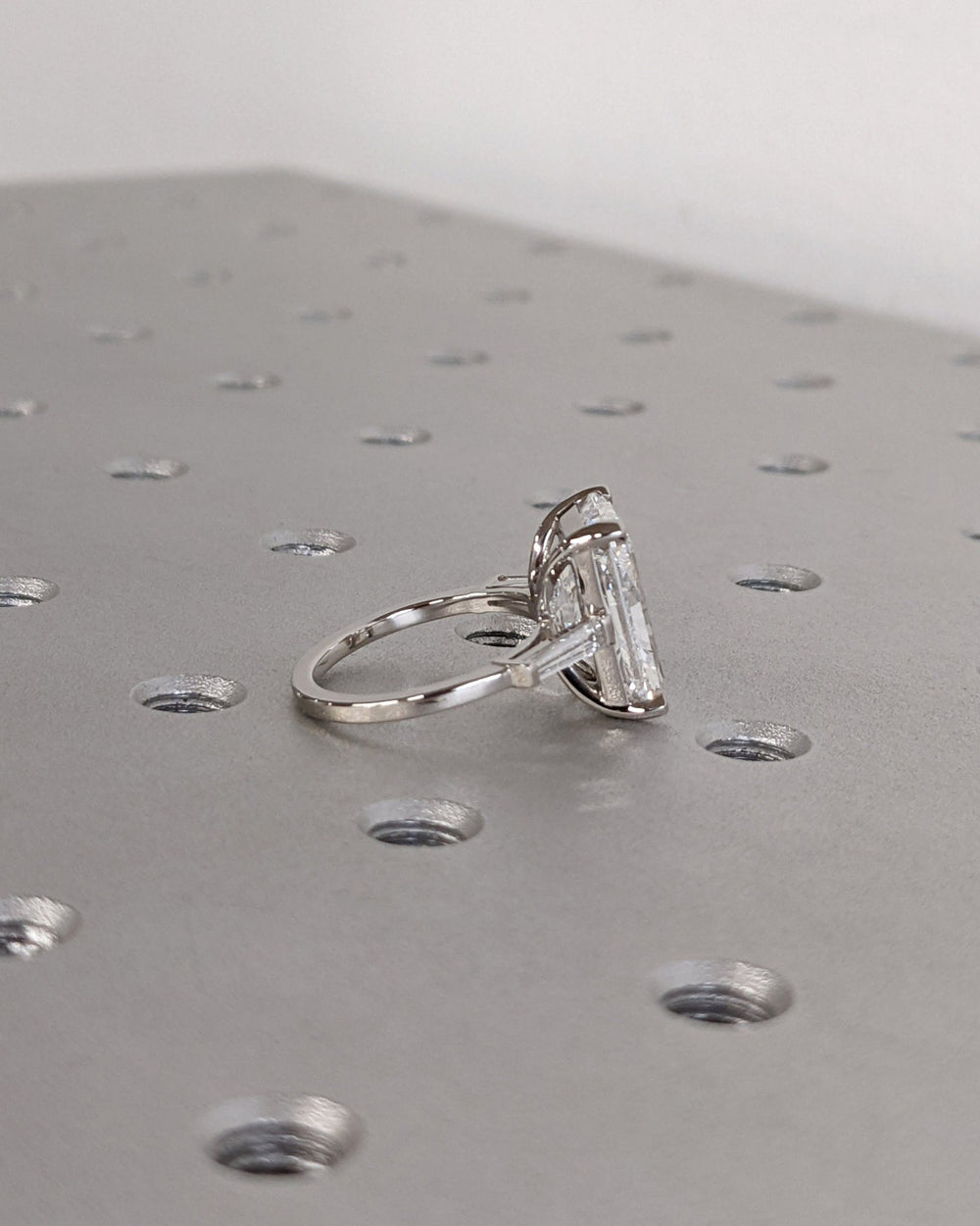 Lab grown diamond engagement ring with three stone setting