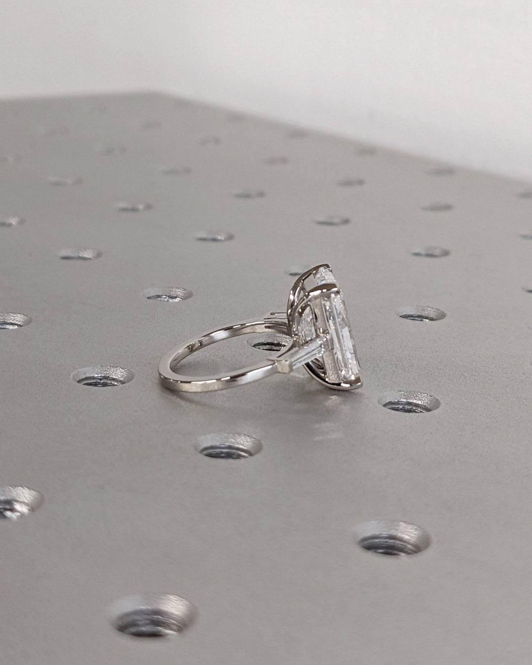 Lab grown diamond engagement ring with three stone setting