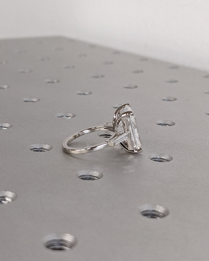 Lab grown diamond engagement ring with three stone setting