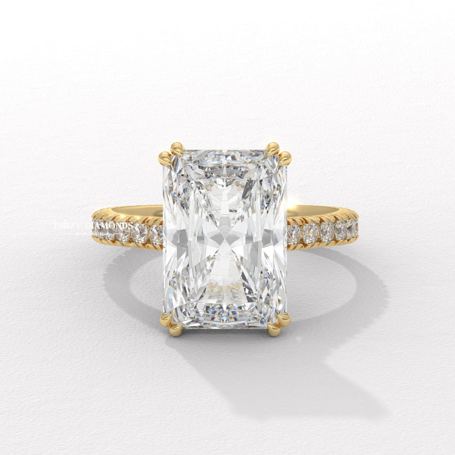 Radiant cut lab diamond ring
Elongated radiant engagement ring
Radiant solitaire engagement ring