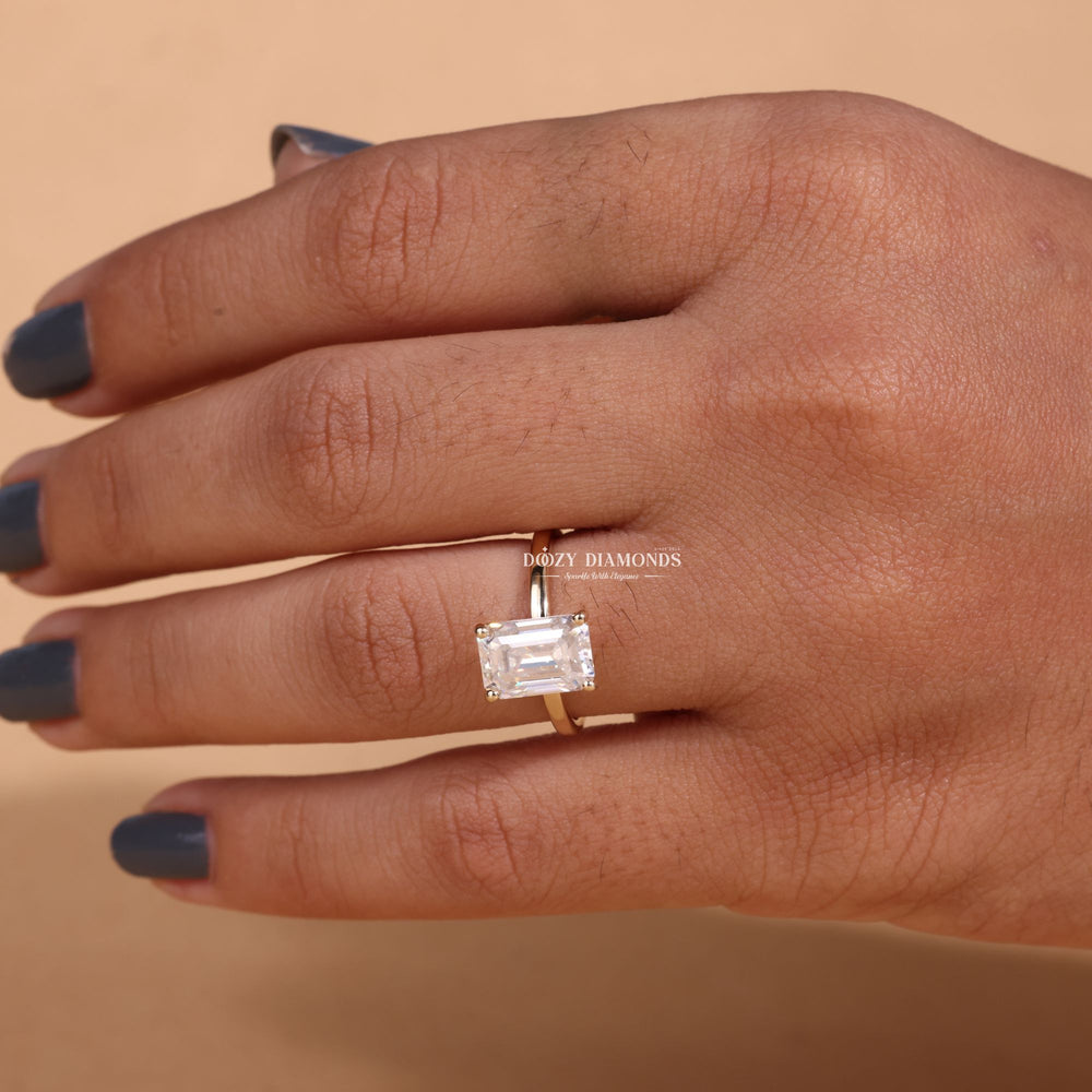 2.0CT - 3.0CT Emerald Cut E/VS1 Lab Grown Solitaire Diamond Engagement Ring - Doozy Diamonds