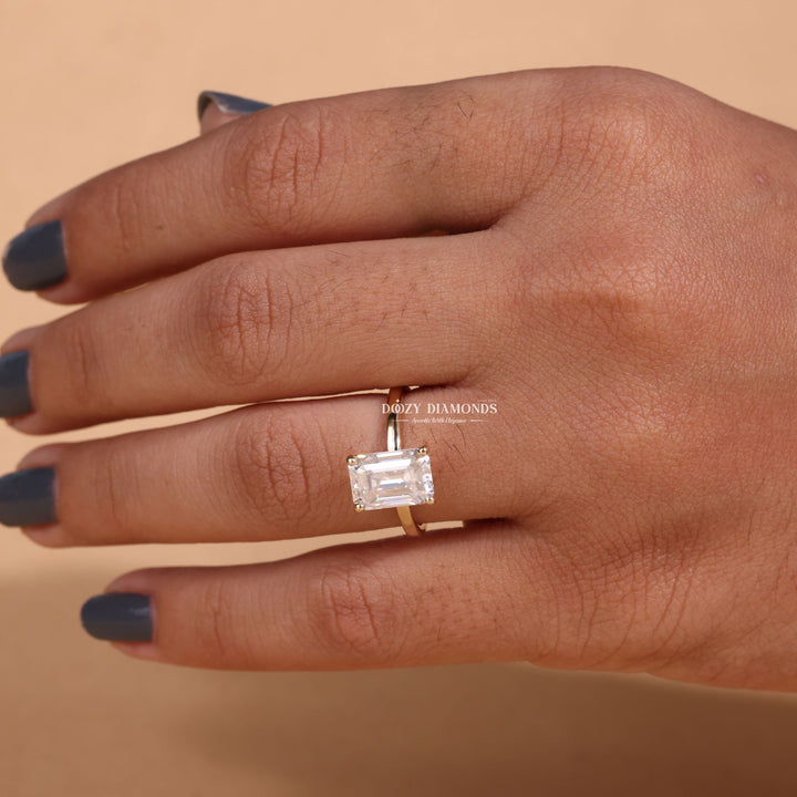 2.0CT - 3.0CT Emerald Cut E/VS1 Lab Grown Solitaire Diamond Engagement Ring - Doozy Diamonds