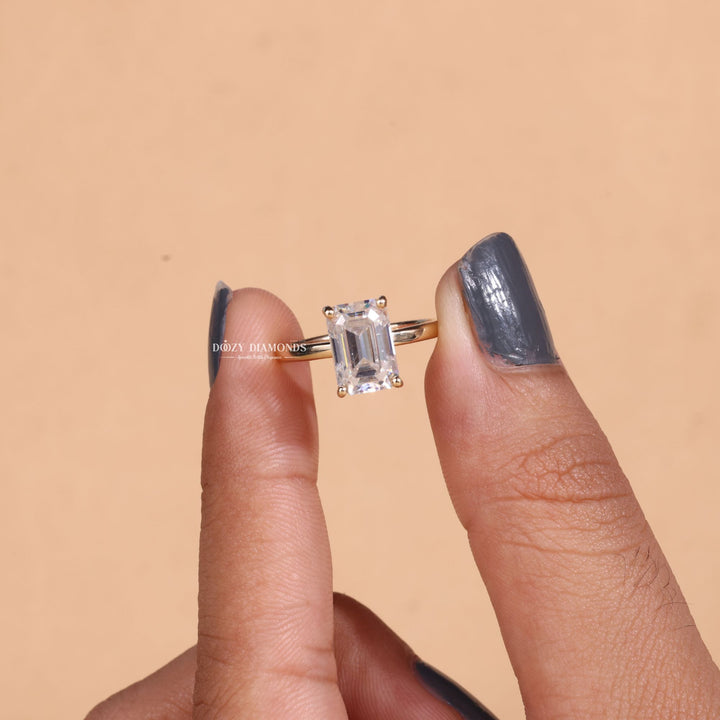 2.0CT - 3.0CT Emerald Cut E/VS1 Lab Grown Solitaire Diamond Engagement Ring - Doozy Diamonds