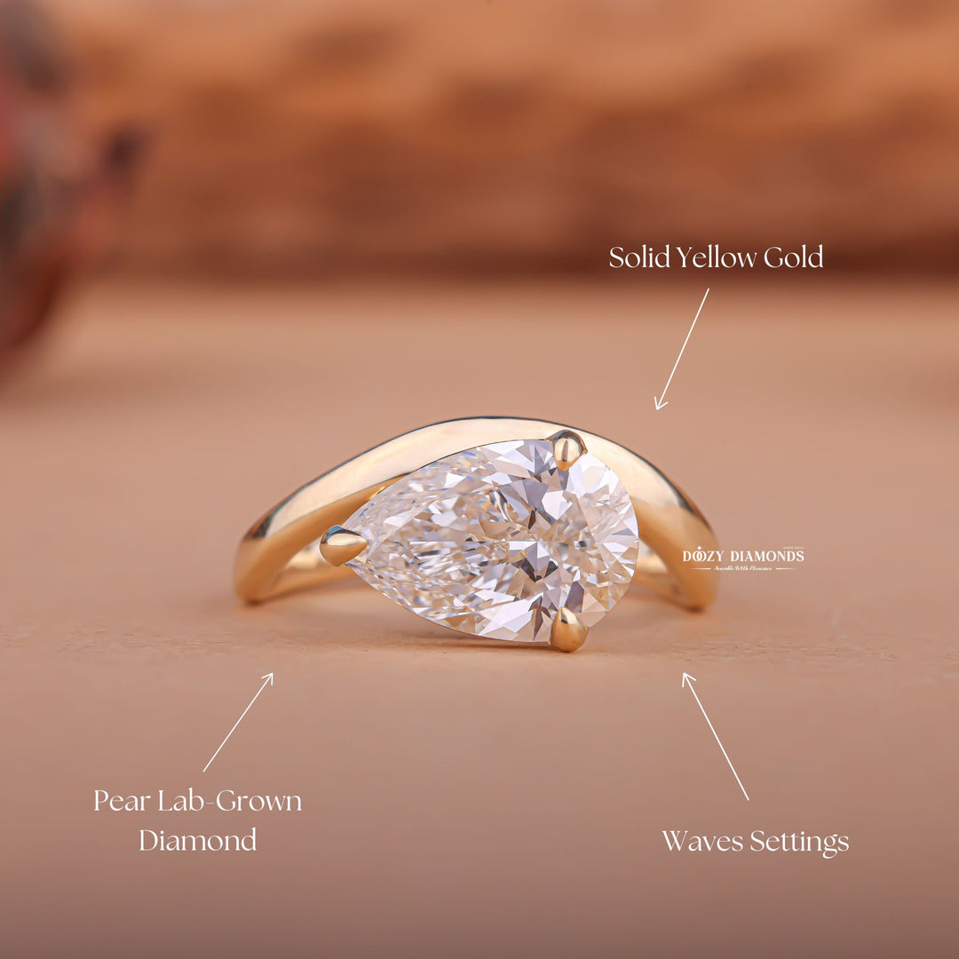 Emerald cut East-West diamond ring, Exclusive East-West diamond rings, GIA certified East-West rings,
