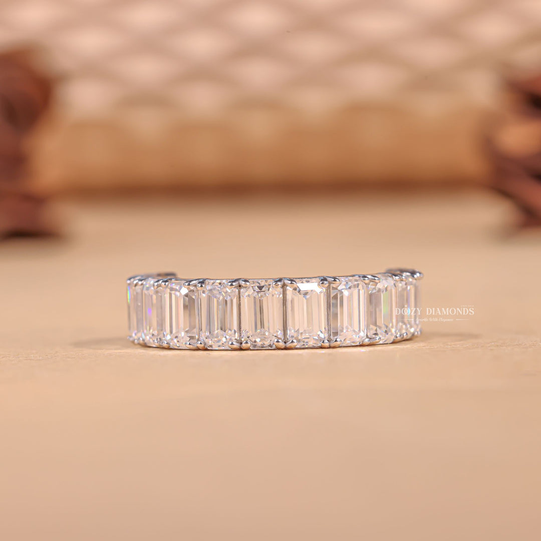 Emerald diamond band with side stones, Emerald diamond band halo, Emerald diamond band stackable, Emerald diamond band milgrain, Emerald diamond band filigree, 