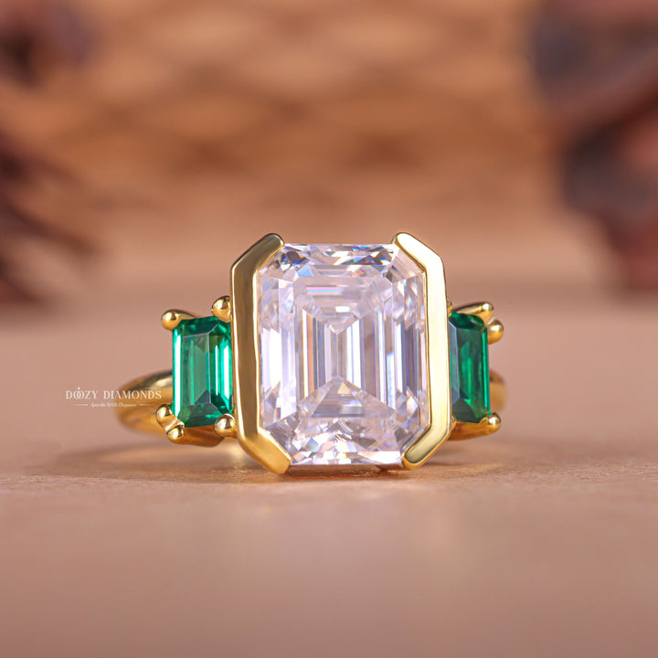 Emerald split shank engagement ring, Emerald channel set engagement ring, Emerald swirl engagement ring, Emerald unique engagement ring, Emerald traditional engagement ring,