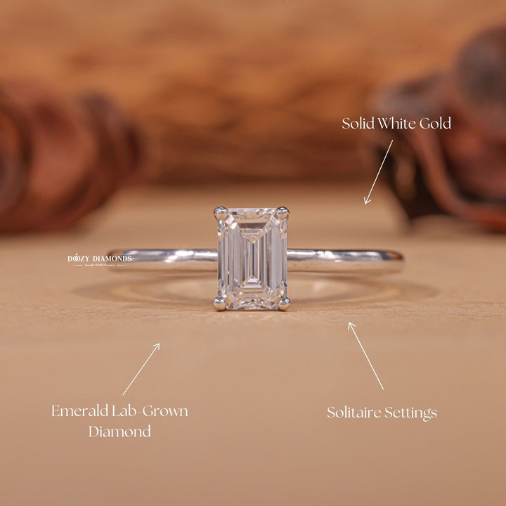 Emerald versatile engagement ring, Emerald ethical engagement ring, Emerald sustainable engagement ring, Emerald conflict-free engagement ring, Emerald lab-grown engagement ring