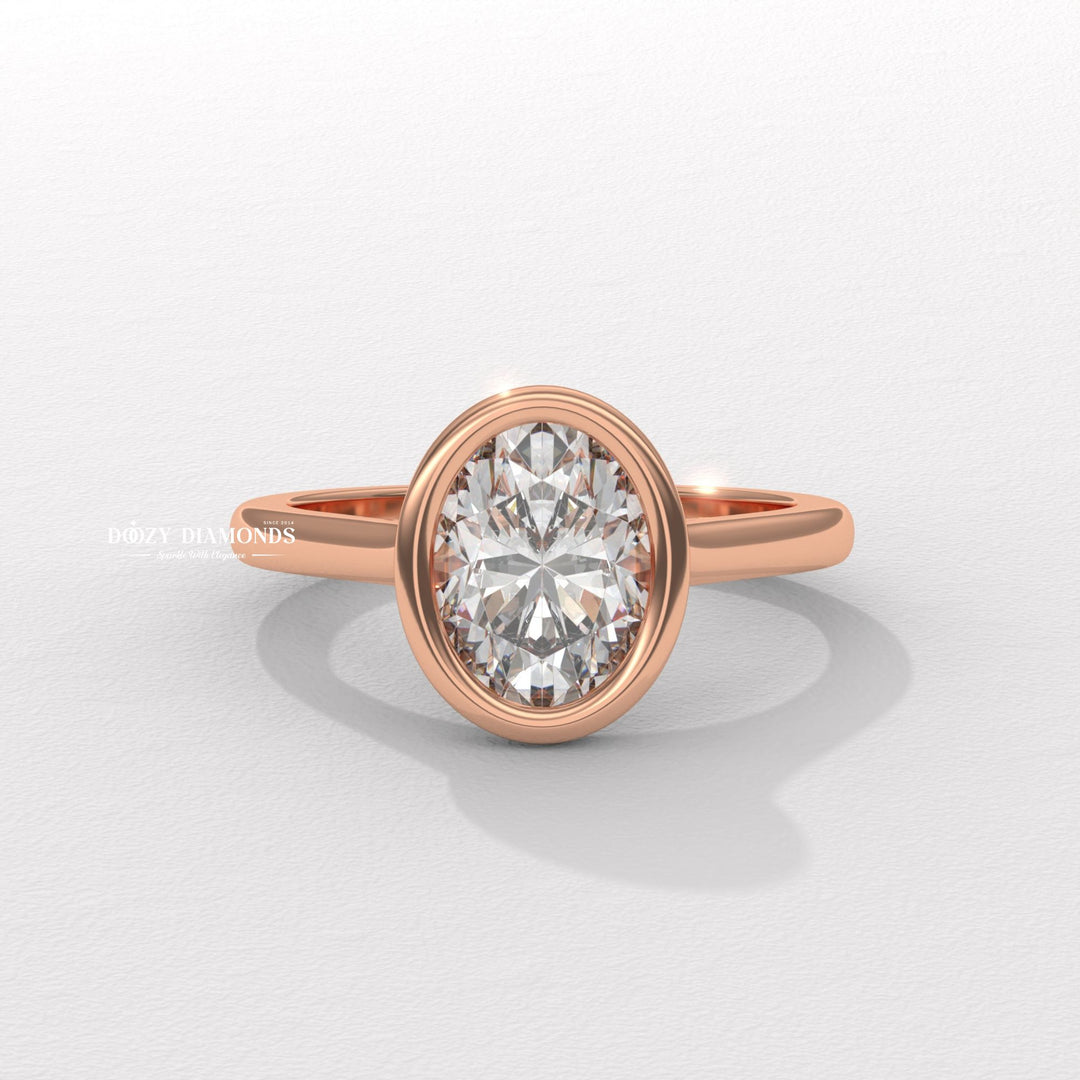 Bezel Set Engagement Ring – Oval Diamond