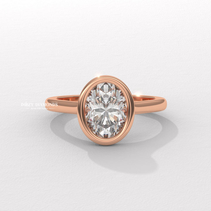 Bezel Set Engagement Ring – Oval Diamond