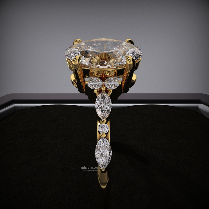 Oval Lab Grown E\VS1 Diamond Cluster Pave Engagement Ring