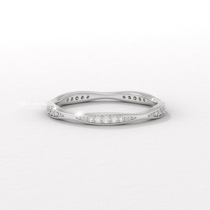 Round Lab Grown Tapered Pave Diamond Full Eternity Wedding Band