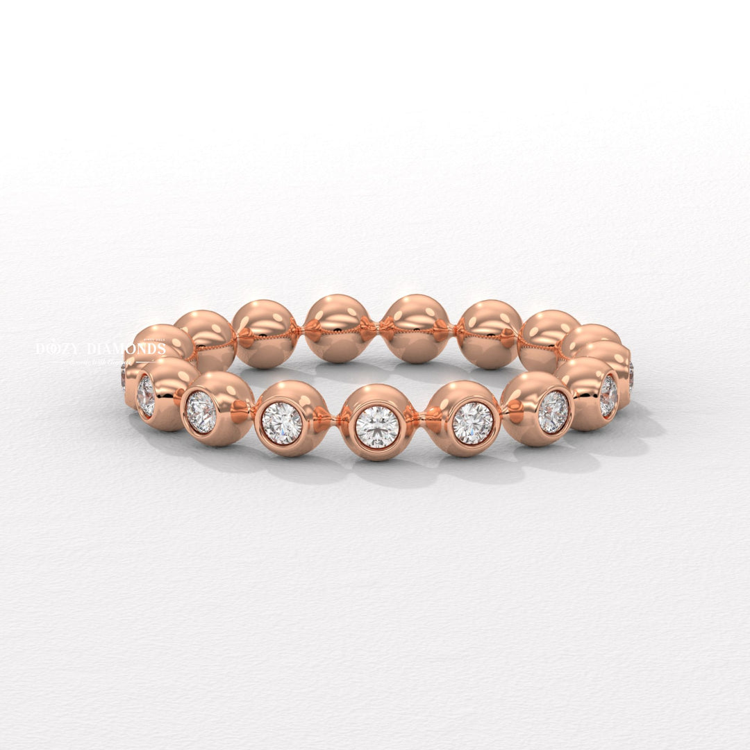 Floating Bubble Half Eternity Wedding Band, 1.50 MM Round Brilliant Cut Lab Created Diamond Band, Matching Band for Engagement Ring