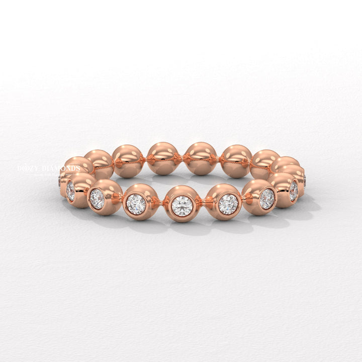 Floating Bubble Half Eternity Wedding Band, 1.50 MM Round Brilliant Cut Lab Created Diamond Band, Matching Band for Engagement Ring