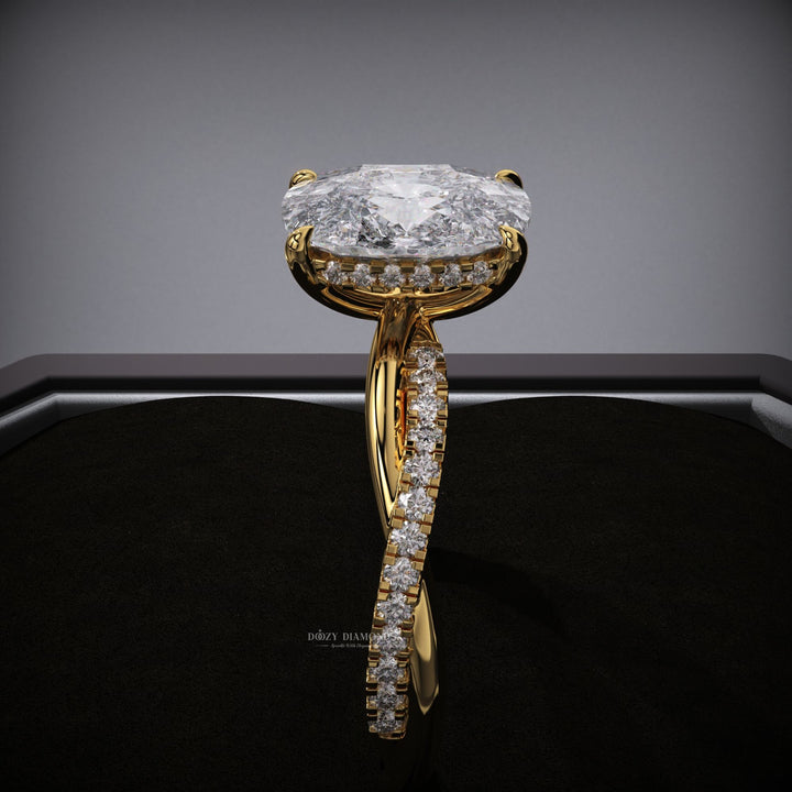 Cushion Lab Grown E/VVS1 Hidden Halo Diamond Infinity Pave Engagement Ring
