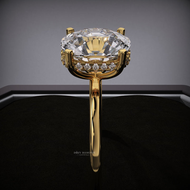 Cushion Lab Grown E/VVS2 Hidden Halo Diamond Engagement Ring