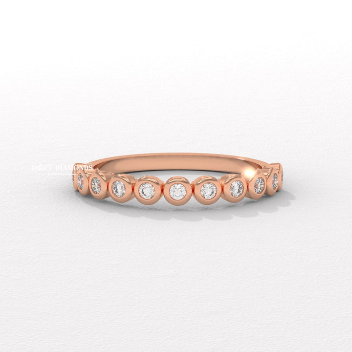 Round Lab Created Diamond Eternity Band, 2.0 MM Round Bezel Set Wedding Band