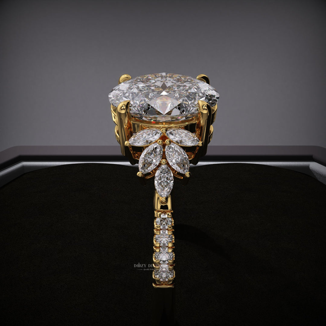 Oval Lab Grown Cluster E/VS2 Diamond Engagement Ring
