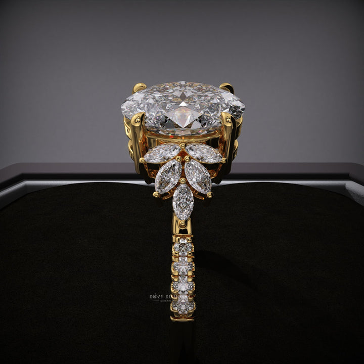 Oval Lab Grown Cluster E/VS2 Diamond Engagement Ring