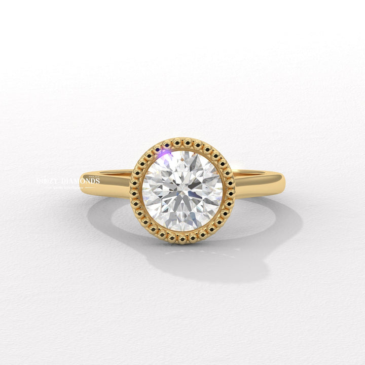 Vintage Bezel Solitaire Round Cut Diamond Engagement Ring