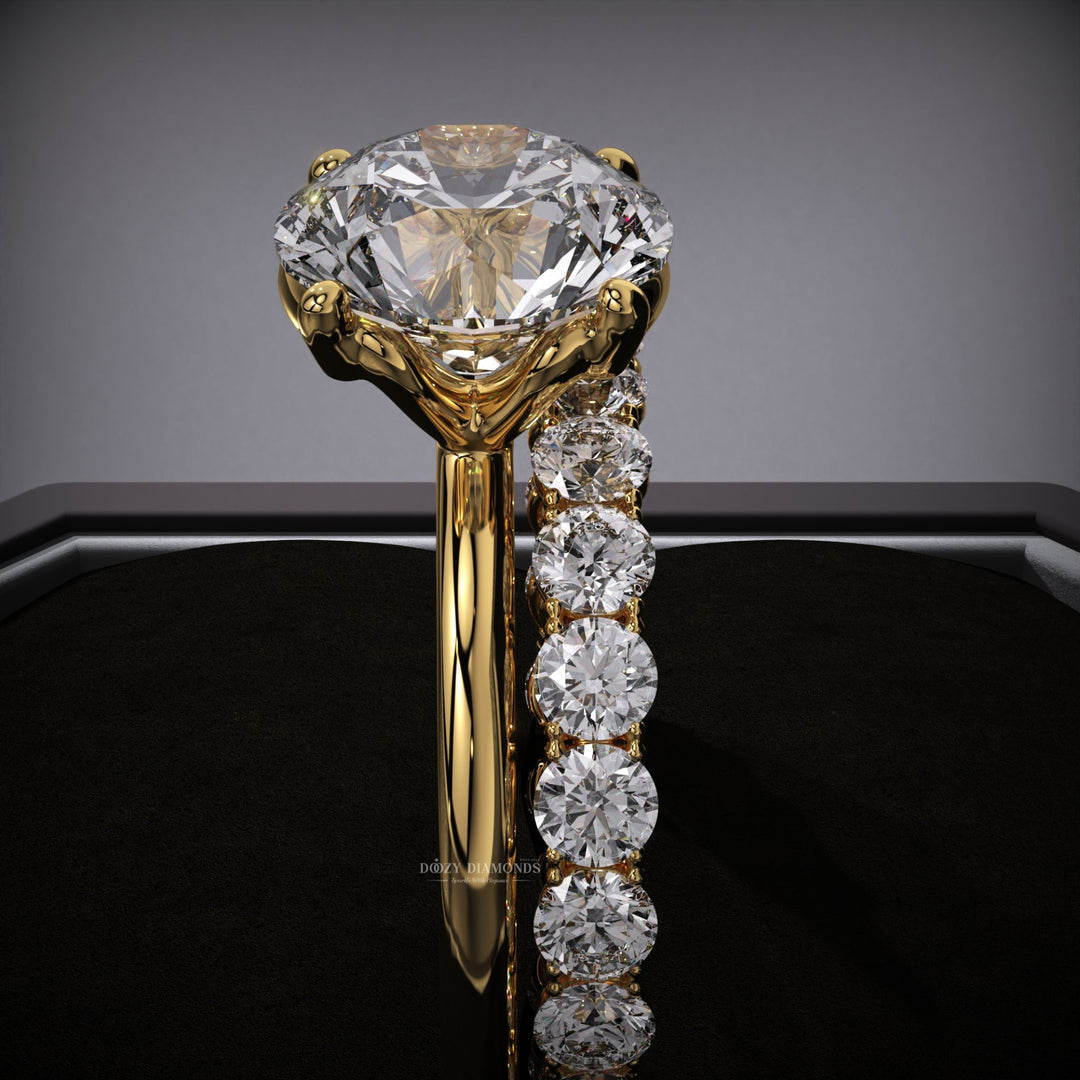 Round Lab Grown Solitaire Engagement Ring & Eternity Stacking Wedding Band