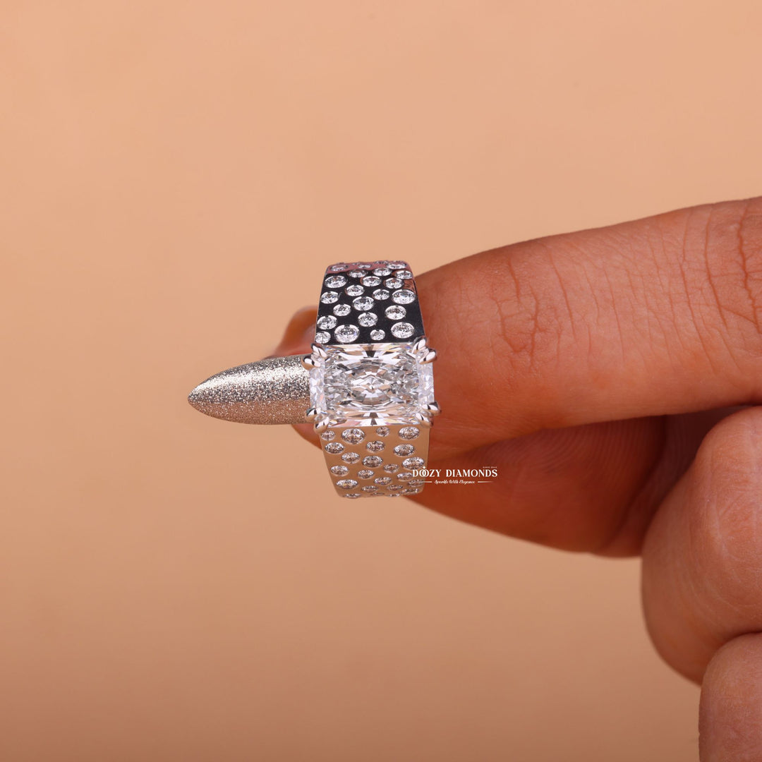 2.0CT-3.0CT Radiant F/VS1 Lab Grown Diamond Flush Set Engagement Ring