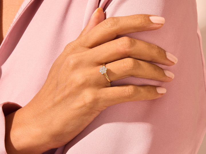 Round Lab Grown Floral Diamond Engagement Ring For Women