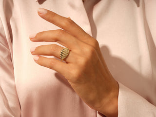 Bold Wavy Signet Ring 14k Solid Gold