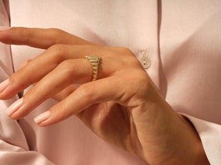 Bold Wavy Signet Ring 14k Solid Gold