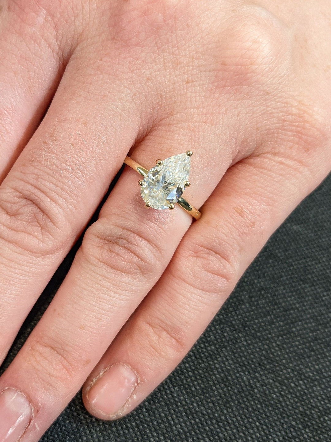 Premium quality pear cut diamond engagement ring