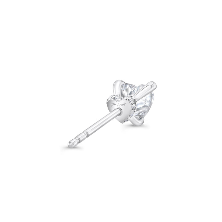 Heart F-VS1 Lab-Grown Hidden Halo Stud Earrings For Women