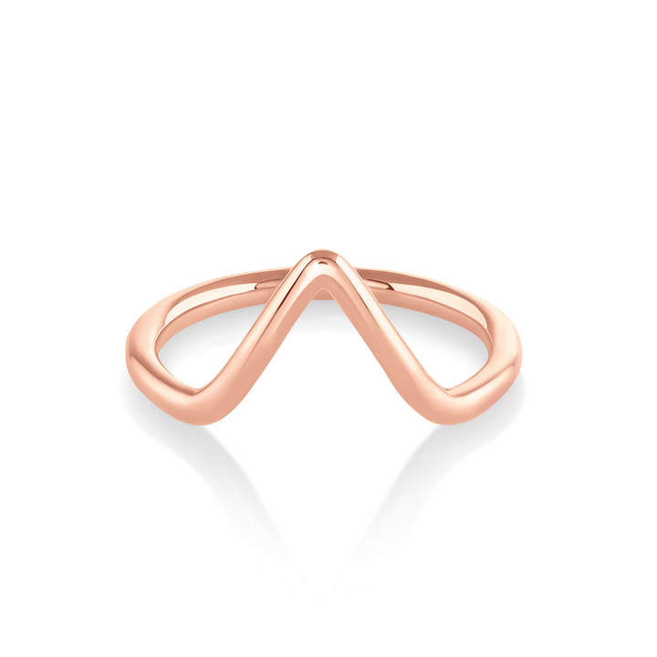 14K Solid Yellow Gold Unique V Shape Plain Wedding Band