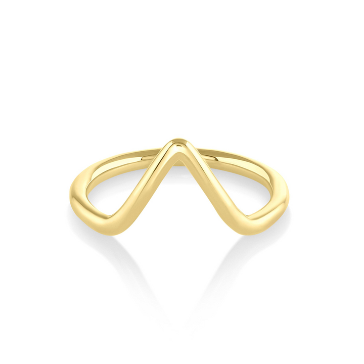 14K Solid Yellow Gold Unique V Shape Plain Wedding Band