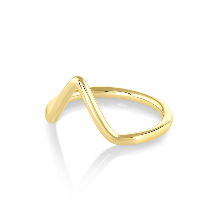 14K Solid Yellow Gold Unique V Shape Plain Wedding Band