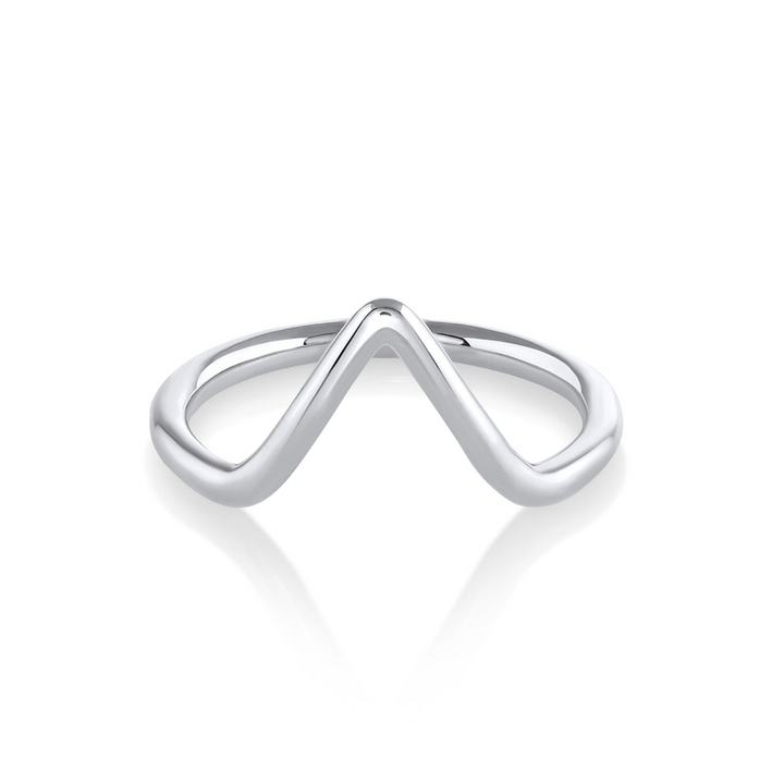14K Solid Yellow Gold Unique V Shape Plain Wedding Band