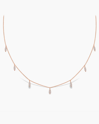Dangling Diamond Leaf Drop Moissanite Necklace For Women