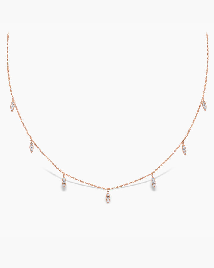 Dangling Diamond Leaf Drop Moissanite Necklace For Women