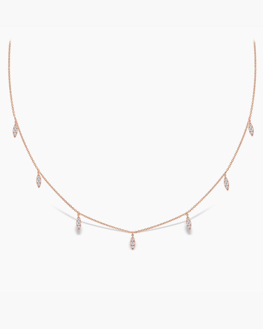Dangling Diamond Leaf Drop Moissanite Necklace For Women