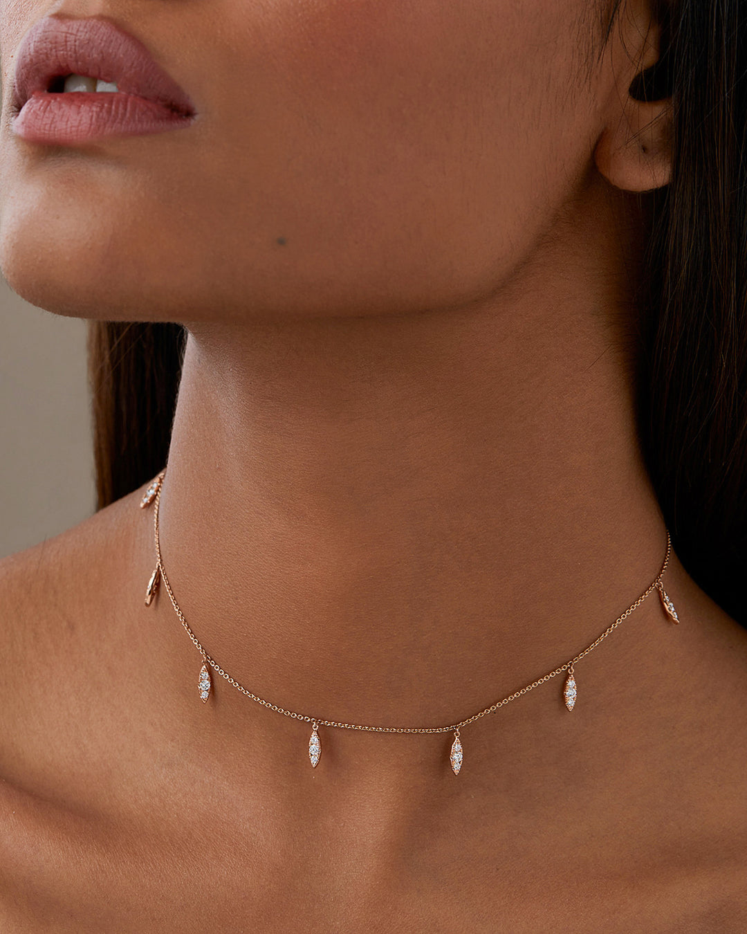 Dangling Diamond Leaf Drop Moissanite Necklace For Women