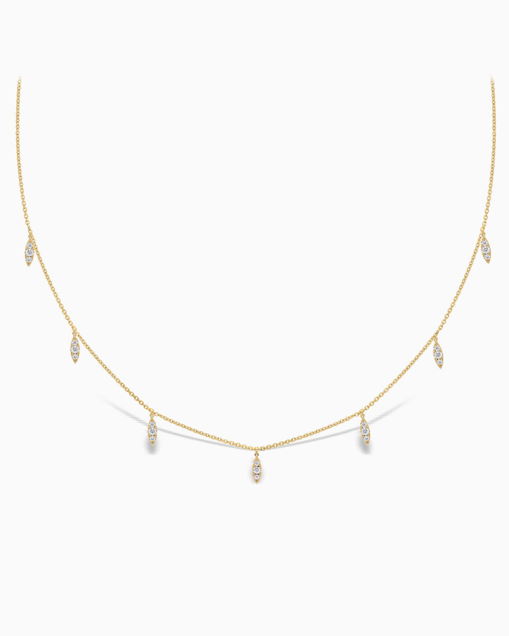 Dangling Diamond Leaf Drop Moissanite Necklace For Women