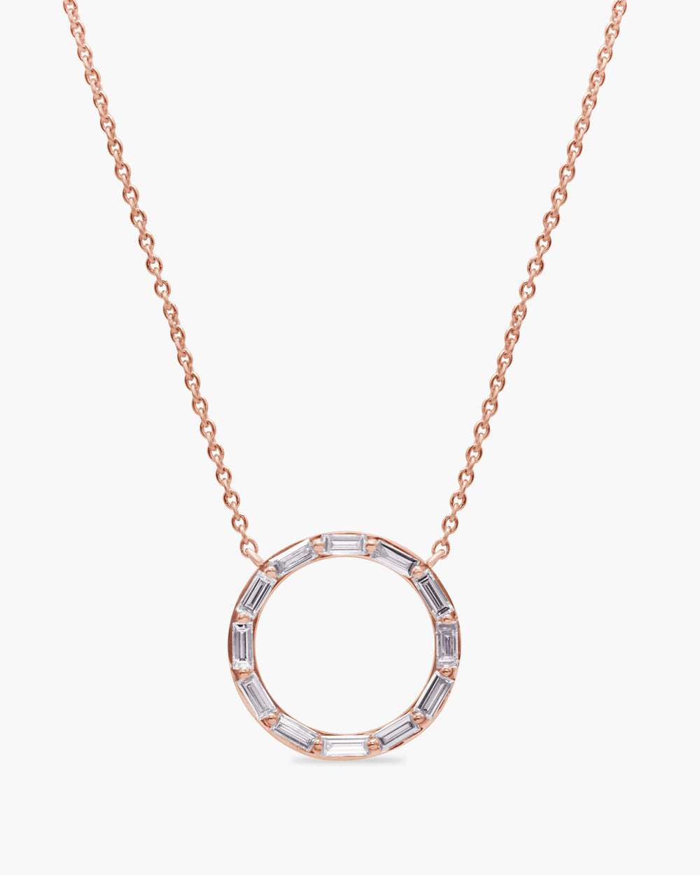 Diamond Baguette Circle Moissanite Necklace For Her(Medium)