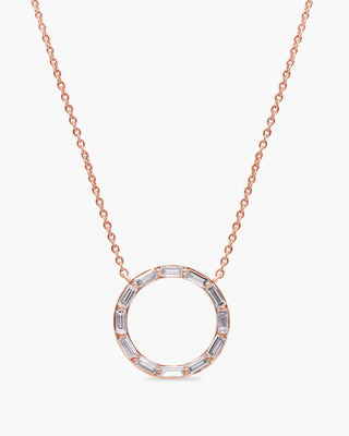 Diamond Baguette Circle Moissanite Necklace For Her(Medium)