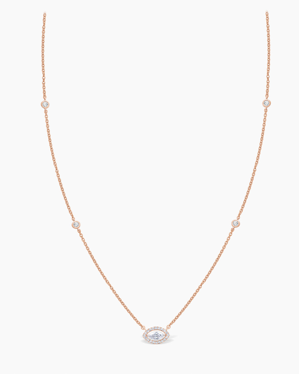 0.5TCW Marquise Cut Floating Halo Moissanite Necklace For Women