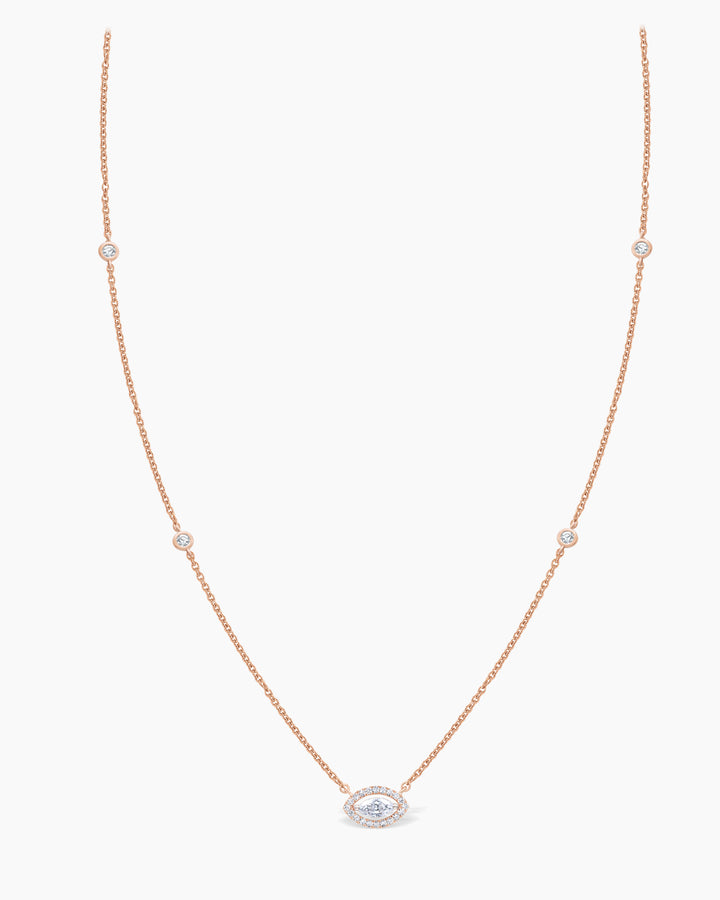 0.5TCW Marquise Cut Floating Halo Moissanite Necklace For Women