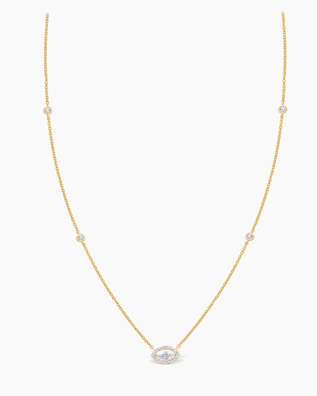 0.5TCW Marquise Cut Floating Halo Moissanite Necklace For Women