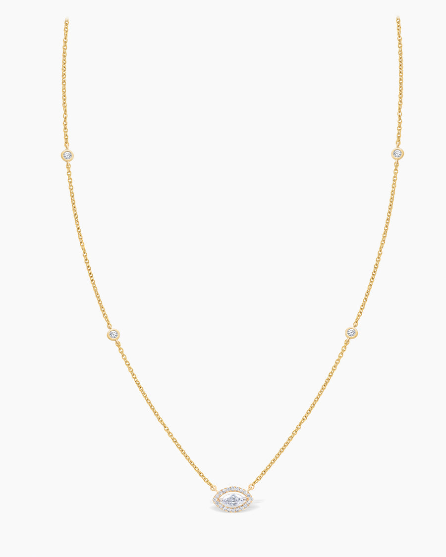 0.5TCW Marquise Cut Floating Halo Moissanite Necklace For Women