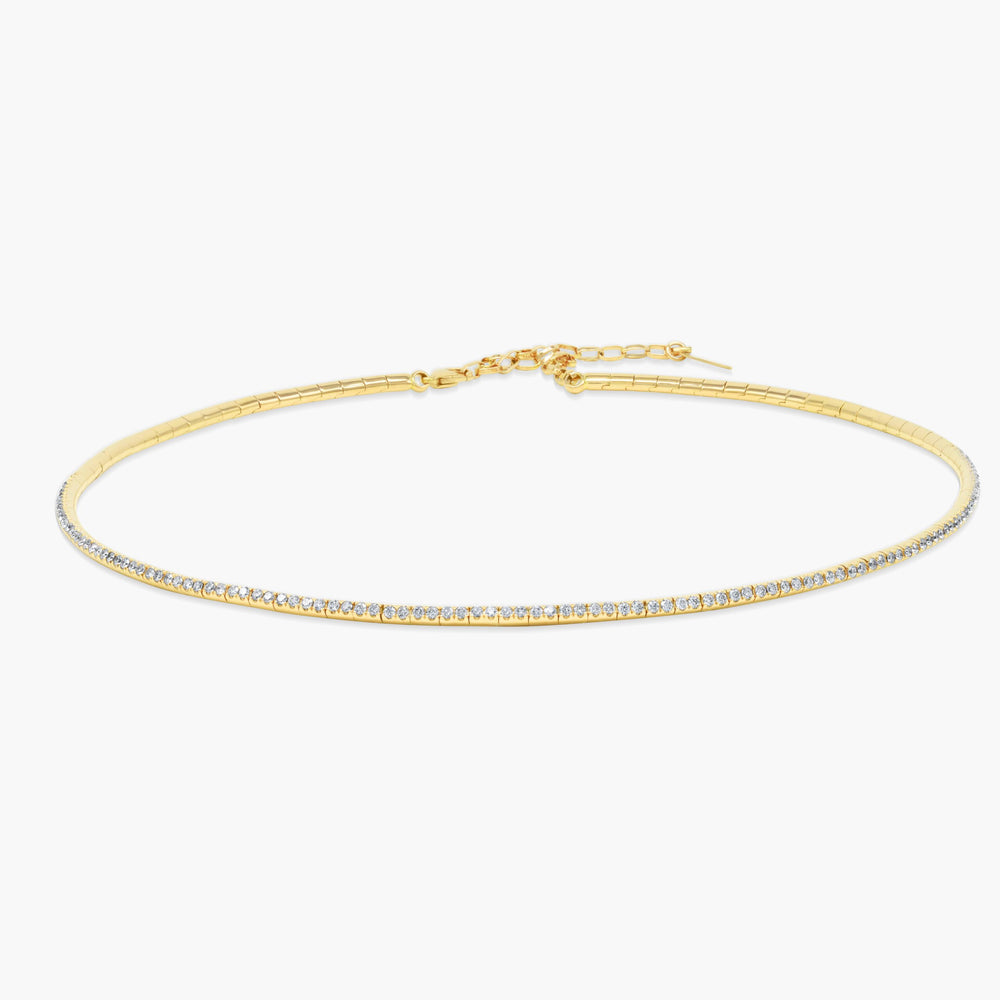 Round Cut Moissanite Diamond Tennis Necklace For Her