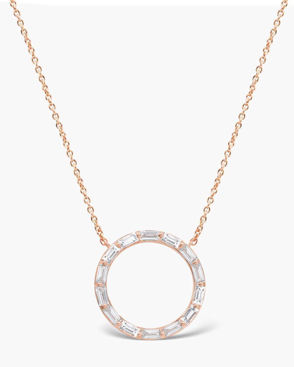 Diamond Baguette Circle Moissanite Necklace For Women(Large)