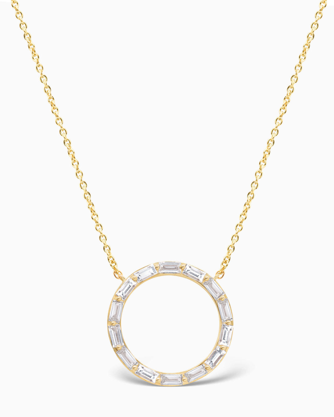 Diamond Baguette Circle Moissanite Necklace For Women(Large)