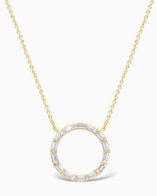 Diamond Baguette Circle Moissanite Necklace For Women(Large)