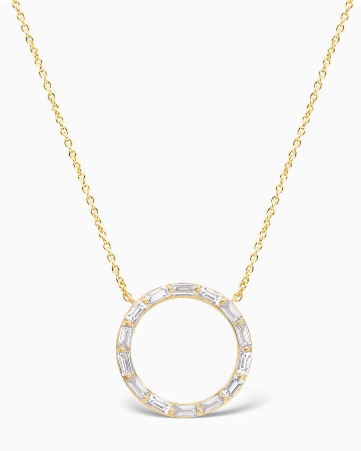 Diamond Baguette Circle Moissanite Necklace For Women(Large)